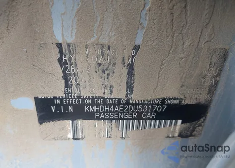 2013 Hyundai Elantra Gls from USA, damaged, VIN KMHDH4AE2DU531707